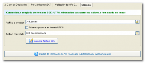 opción convertir ficheros BOE generados en UTF-8 
