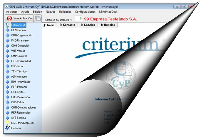 Pantalla de Inicio de Criterium CyP