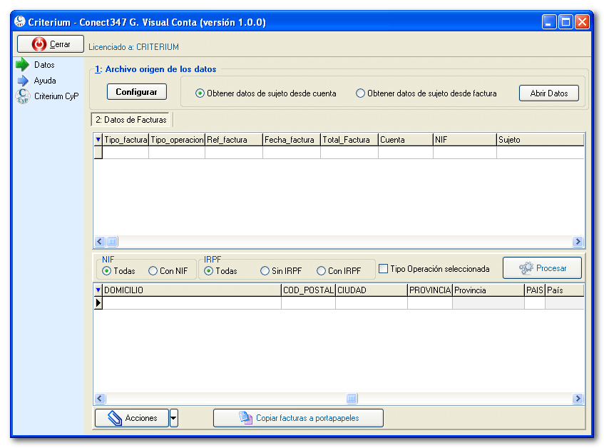 Criterium Conector de Genera347 a Visual Conta
