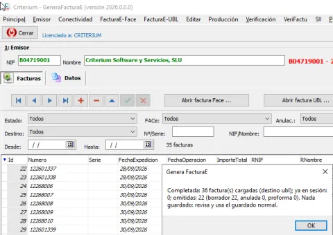 Facturae, carga de datos desde consulta SQL