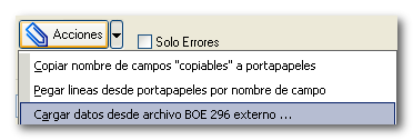 opción “Cargar datos desde archivo BOE 296 externo ...”.