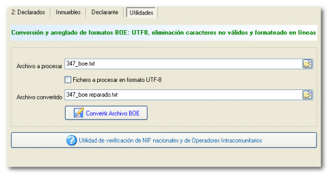 convertir ficheros BOE generados en UTF-8
