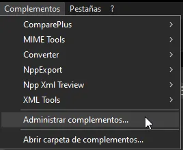 Administrar complementos en Notepad++