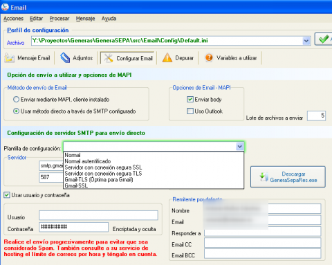 Configurar servidor smtp de correo electrónico para notificaciones