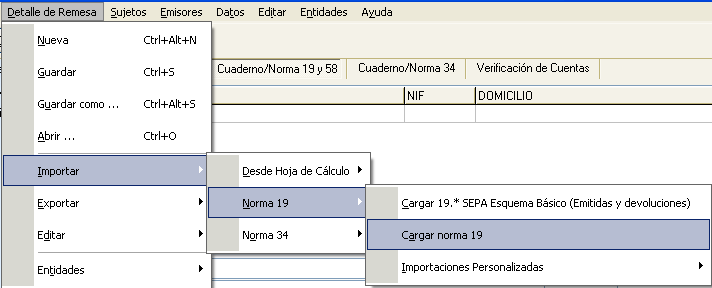 Importar norma 19