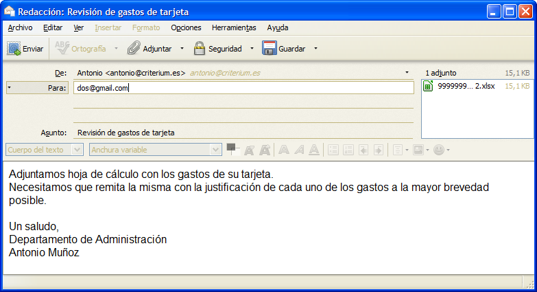 Envío de email con extracto BBVA adjunto Envío de email con extracto BBVA adjunto