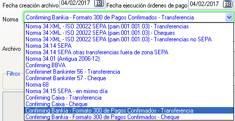 Confirming Bankia, formato 300