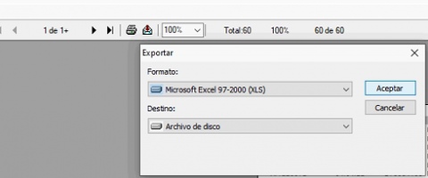 Exportación a formato Excel