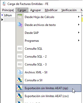 Importación de archivos de exportación sin límites desde AEAT