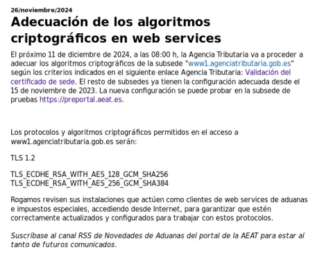 Protocolo HTTPS sobre cifrado TLS 1.2 Agencia Tributaria