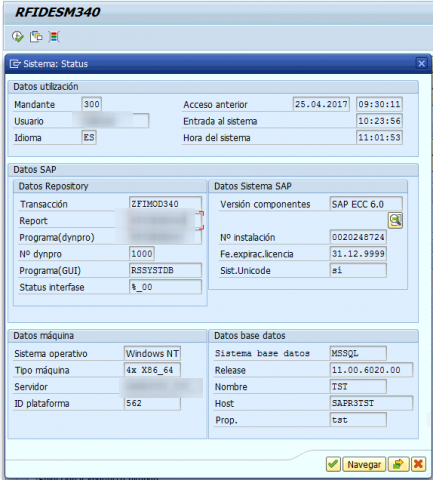 Transacción de report de 340 en SAP para SII